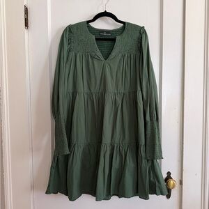 Tuckernuck Green Smocked Long Sleeve Dress